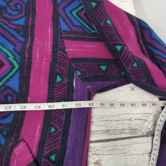 Vintage North Country 90s Purple Magenta Blue Southwestern Fleece T Snap Size M - Picture 6 of 8